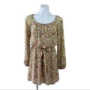 Speechless Beige Floral Multicolor Dress Small
